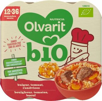 Bulgur tomaat rundvlees 12M210 bio Olvarit 230g