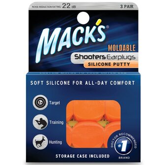 Shooters moldable earplugs orange Macks 3paar