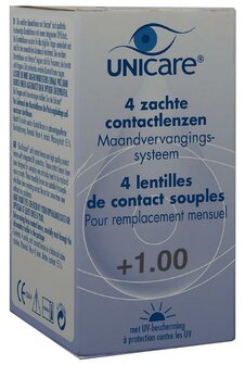 Maandlenzen +1.00 Unicare 4st