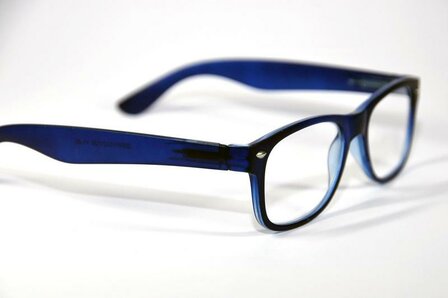 Leesbril wayfarer mat blauw +2.50 Melleson Eyewear 1st