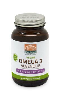 Vegan omega-3 algenolie DHA 210mg EPA 70mg Mattisson 60vc