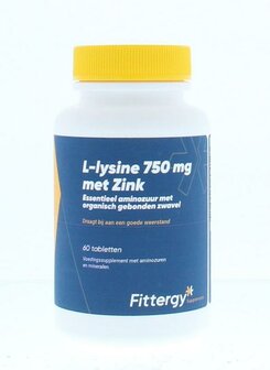 L-Lysine 750mg met zink Fittergy 60tb