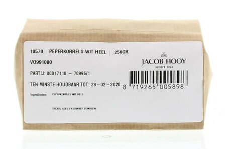 Peperkorrels wit heel Jacob Hooy 250g