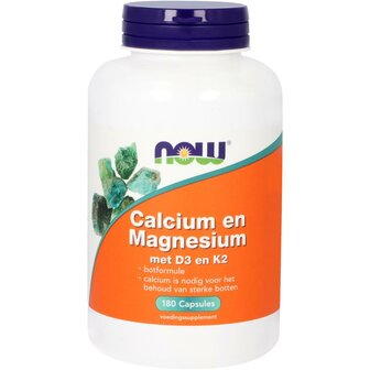 Calcium en Magnesium met D3 en K2 NOW 180ca