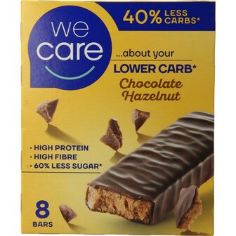 Lower carb tussendoortje chocola &amp; hazelnoot We Care 8st