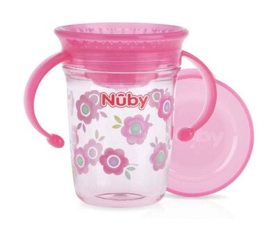 Wonder cup 240ml roze 6+ maanden Nuby 1st