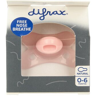 Fopspeen natural 0-6 maanden bubble gum rose Difrax 1st