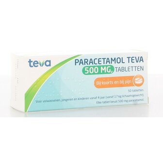 Paracetamol 500 milligram Teva 50tb