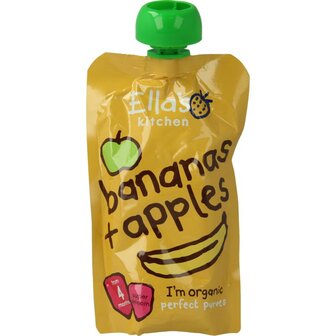 Bananas &amp; apples 4 maand knijpzak bio Ella&#039;s Kitchen 120g