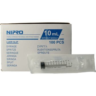 Injectiespuit luer 10ml 3-delig Nipro 100st